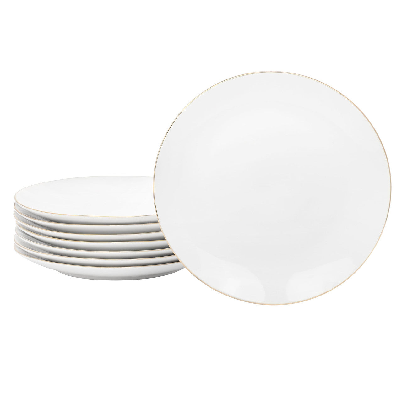 Gibson Home Ogalla 8 Piece 7.5 Inch Gold Banded Fine Ceramic Dessert Plate Set