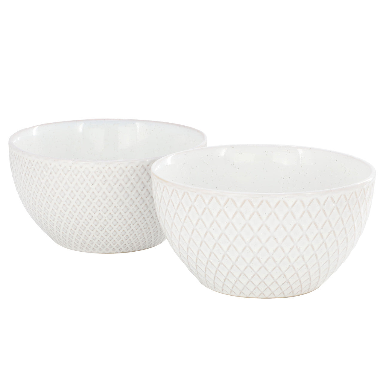 Gibson Elite Earlhart 2 Piece 6 Inch Ribbed Stoneware Cereal Bowl Set in White