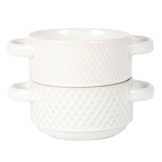Gibson Elite Earlhart 2 Piece 6 Inch Ribbed Stoneware Soup Bowl Set with H D970-148720.02