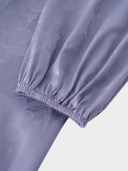 A Line Shirtdress-Slate Blue Floral