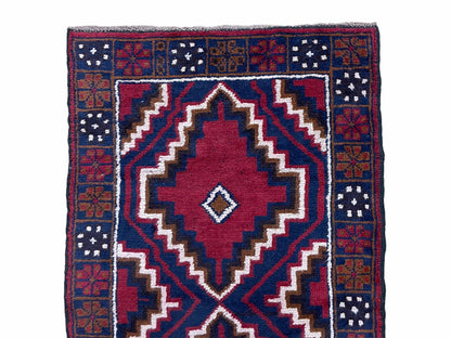 3 X 5 Vintage Handmade Tribal Wool Rug Balouchi Rug Afghan Rug Red Beige Nice