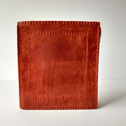 Intricate Embroidery Camel Leather Handbag