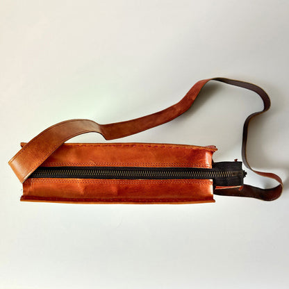 Intricate Embroidery Camel Leather Handbag