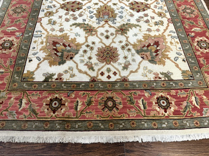 Flatweave Soumak Rug 6x9, Nourison Rug, Wool Handmade, Floral, Ivory-4