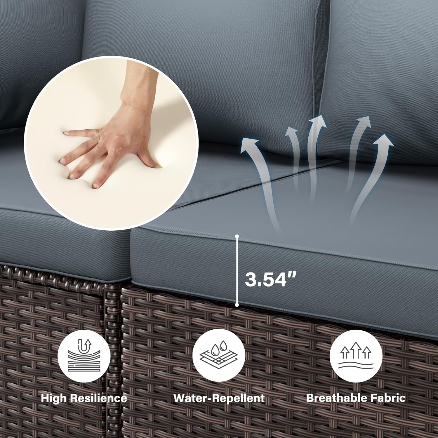 Brown PE Rattan 7-Piece Patio Furniture Sofa Set-4