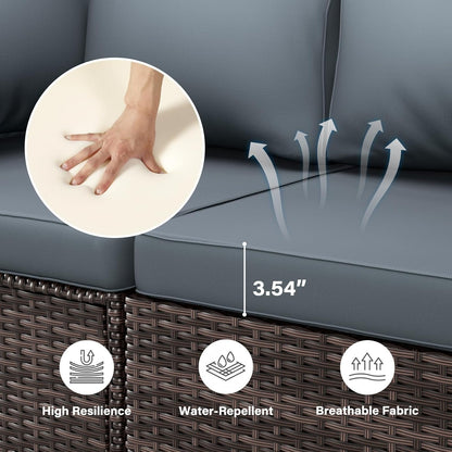 Brown PE Rattan 7-Piece Patio Furniture Sofa Set-4