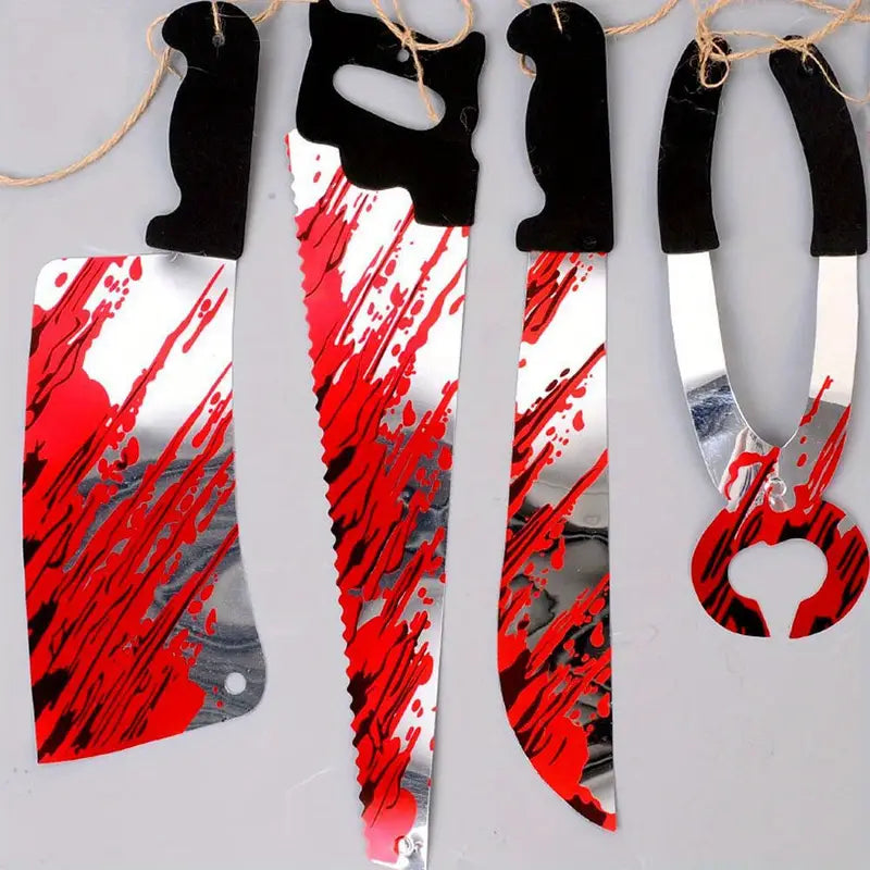NNETM 8 Blood Knife Pull Flags W/ Hanging Ornaments - 2 Sets