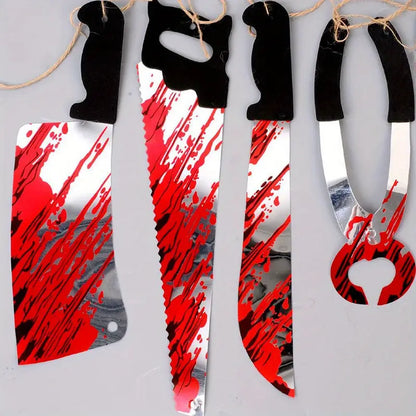 NNETM 8 Blood Knife Pull Flags W/ Hanging Ornaments - 2 Sets
