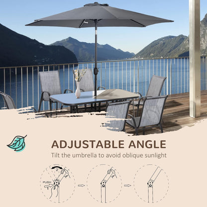 Eight Piece Patio Furniture Set with Umbrella and Chairs-3