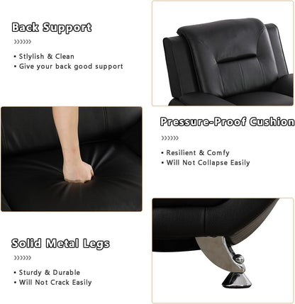 Contemporary Living Room Furniture Set, Faux Leather Sofa Set for Living Room/House/Bedroom/Office/Apartment (Black-B, Loveseat), F45&F46