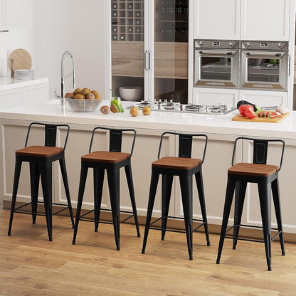 Modern Stackable Metal Bar Stools Set of Four
