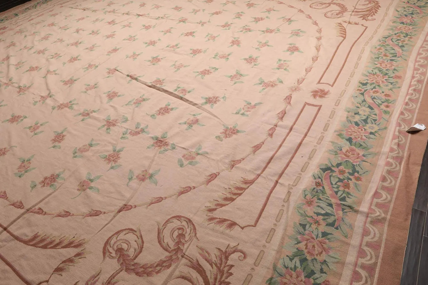 16'3''x18'6'' Hand Knotted Needlepoint 100% Wool French Aubusson Traditional Oriental Area Rug Blush, Peach Color-4