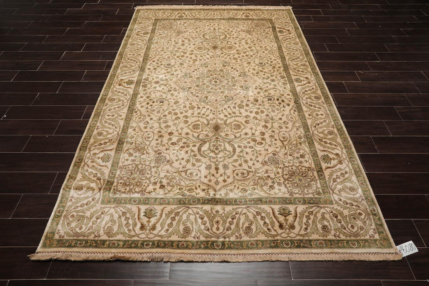 6'2" x 8'10" Hand Knotted 100% Silk Traditional 250 KPSI Oriental Area Rug Beige-3