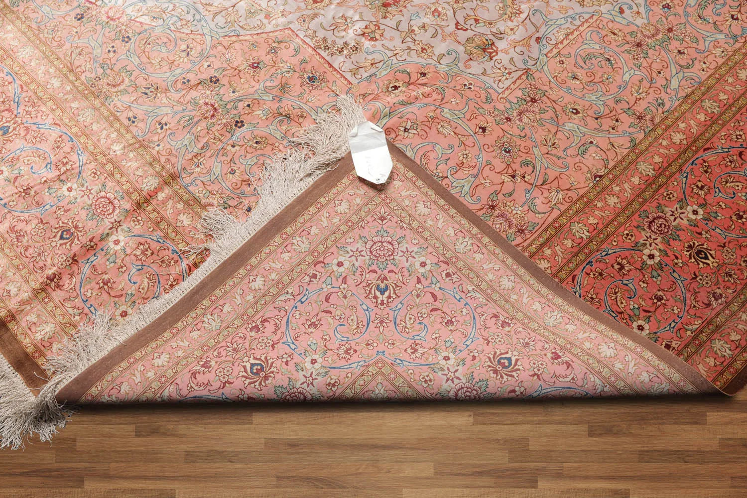 9x12 Gray, Blush Hand Knotted 100% Silk Traditional Authentic Kum 500 KPSI Oriental Area Rug-3