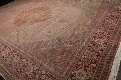 13'1''x20' Beige, Rust Palace Hand Knotted Persian Wool and Silk Traditional Oriental Area Rug-3