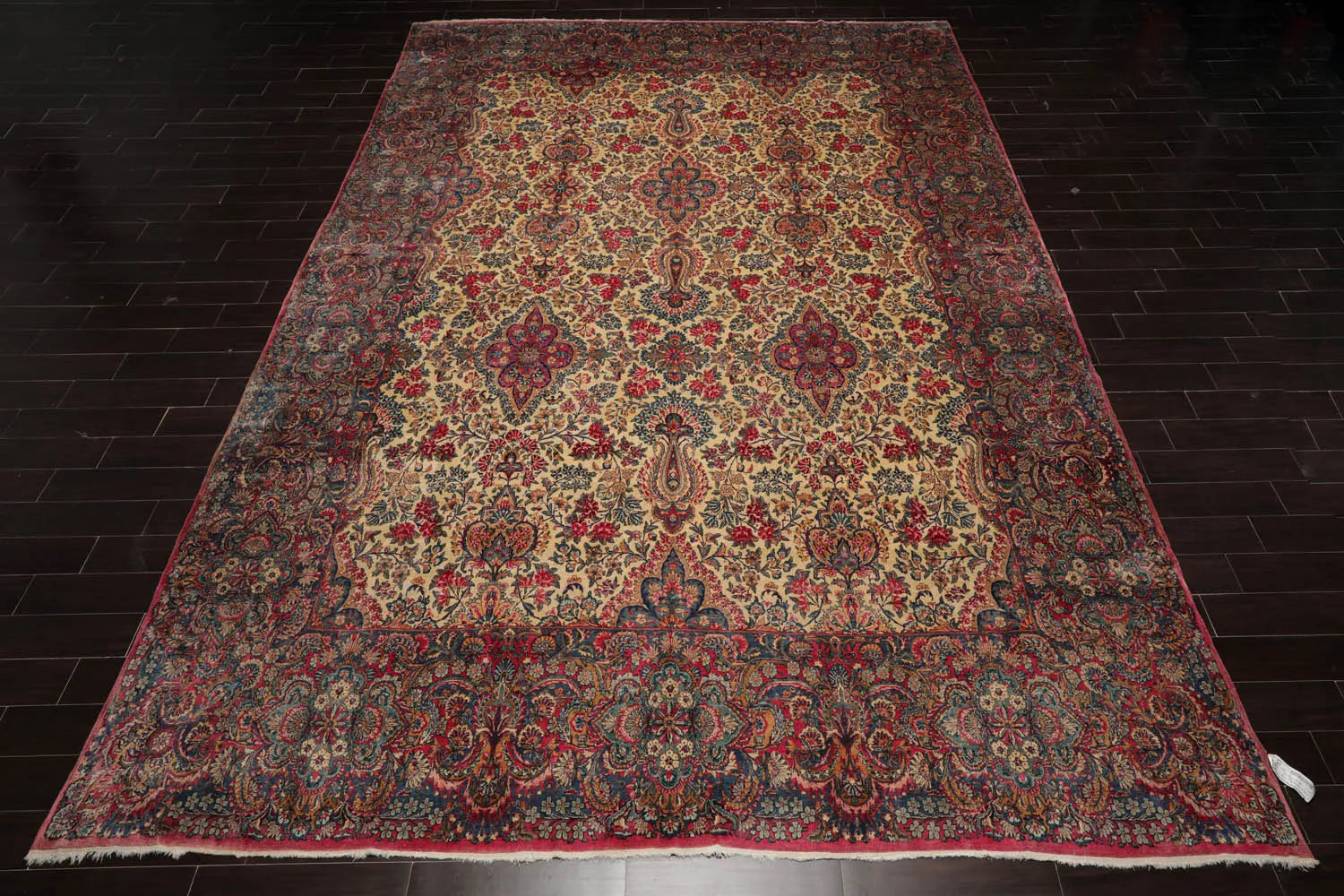 11'10''x15'10'' Palace Ivory, Blue Hand Knotted 100% Wool Traditional Antique Isfahan 300 KPSI Oriental Area Rug-2