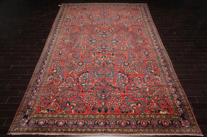 10'4''x16'3'' Burnt Orange, Navy Palace Hand Knotted 100% Wool Vintage Palace Lilihan Traditional Oriental Area Rug-2