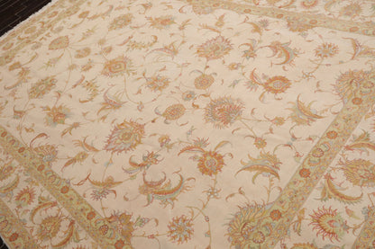 8x10 Hand Knotted Wool and Silk Traditional 350 KPSI Oriental Area Rug Ivory, Mint Color-3