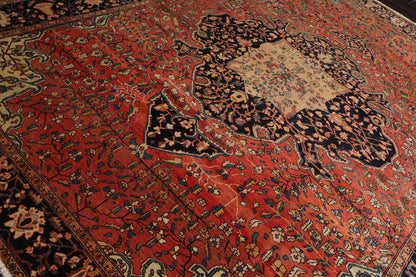 9x12 Rose, Midnight Blue Hand Knotted 100% Wool Ferahan Traditional Oriental Area Rug-3