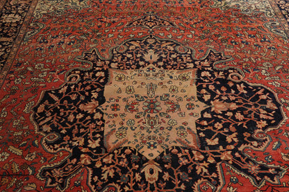 9x12 Rose, Midnight Blue Hand Knotted 100% Wool Ferahan Traditional Oriental Area Rug-4