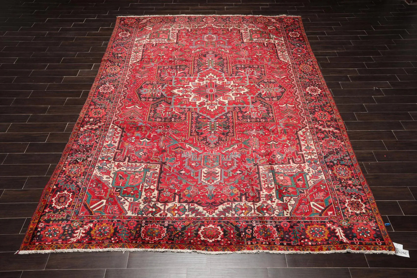 9'7'' x 13'5'' Antique Hand Knotted 100% Wool Herizz Oriental Area Rug Red-3