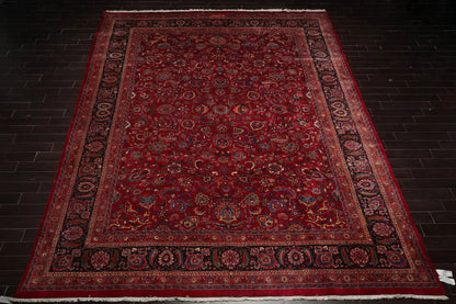 11'4''x16'4'' Palace Burgundy, Midnight Blue Hand Knotted Persian 100% Wool Mashad Traditional Oriental Area Rug-2