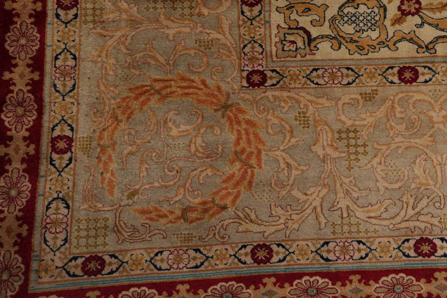 11'2"x15'10" Palace Burgundy Hand Knotted 100% Wool Tabriz Traditional 300 KPSI Oriental Area Rug-4