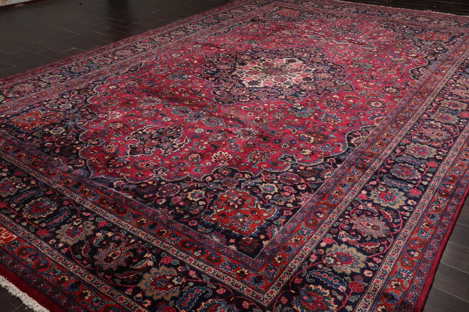 10'9"x16'5" Palace Burgundy Hand Knotted 100% Wool Mashad Traditional 200 KPSI Oriental Area Rug-3