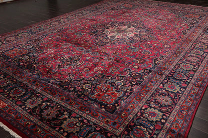 10'9"x16'5" Palace Burgundy Hand Knotted 100% Wool Mashad Traditional 200 KPSI Oriental Area Rug-3
