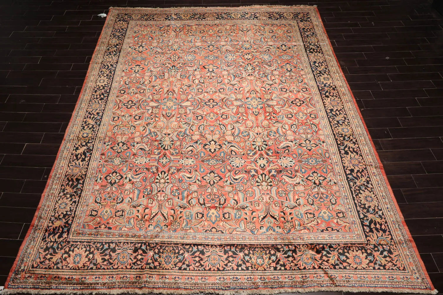 10x14 Salmon, Black Hand Knotted 100% Wool Mahal Traditional Oriental Area Rug-2