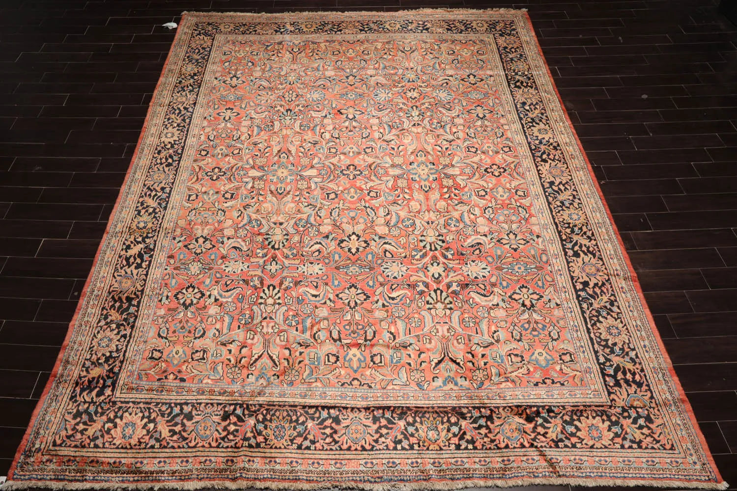 10x14 Salmon, Black Hand Knotted 100% Wool Mahal Traditional Oriental Area Rug-2