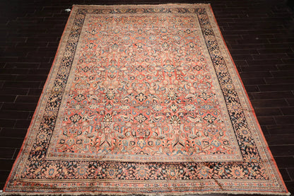 10x14 Salmon, Black Hand Knotted 100% Wool Mahal Traditional Oriental Area Rug-2