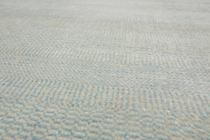 Multi Sizes Sea foam Hand Knotted Wool and Silk Modern Oriental Area Rug-4