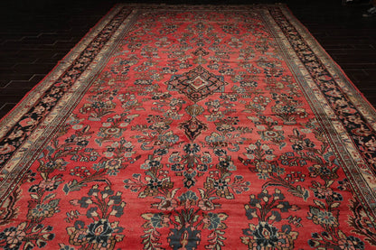 9' 6''x25' Palace Rose, Charcoal Hand Knotted 100% Wool Lilihaan Traditional Oriental Area Rug-3