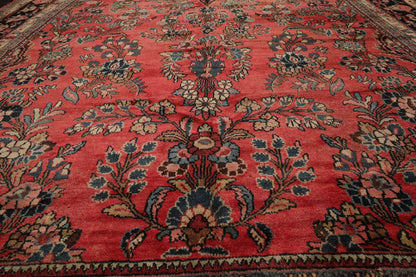 9' 6''x25' Palace Rose, Charcoal Hand Knotted 100% Wool Lilihaan Traditional Oriental Area Rug-4