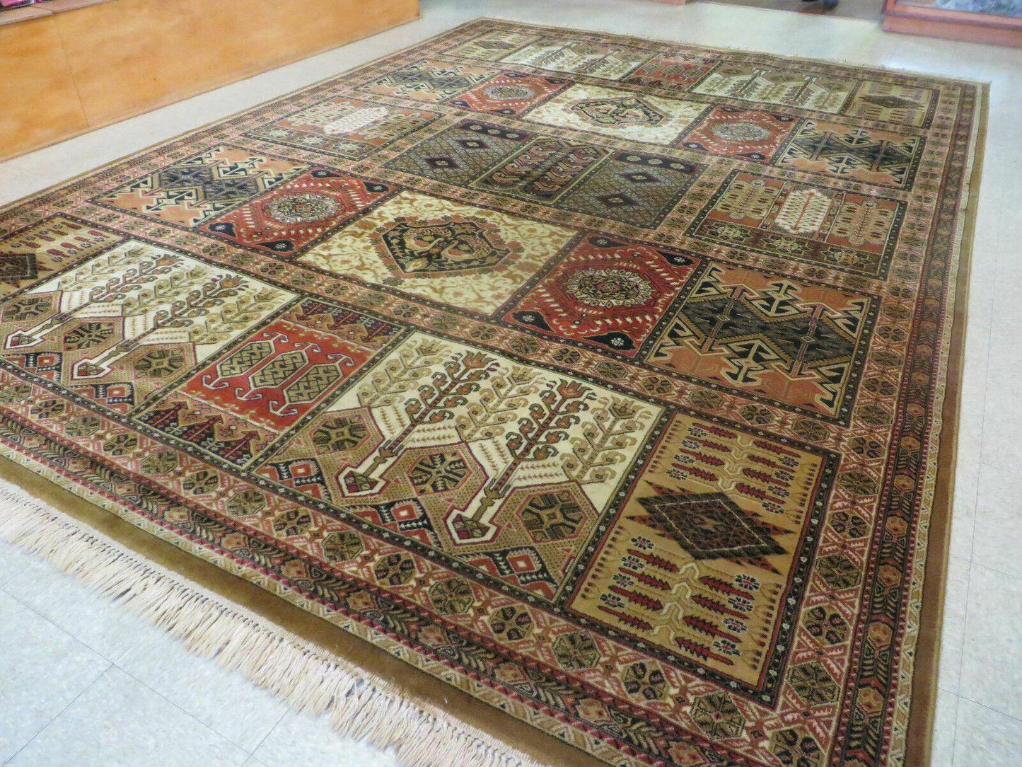 Couristan Rug 10x14, Large Belgium Power Loomed Wool Carpet 10 x 14 ft, Brown Tan Cream Oriental Rug, Living Room Rug, Large Area Rug-1