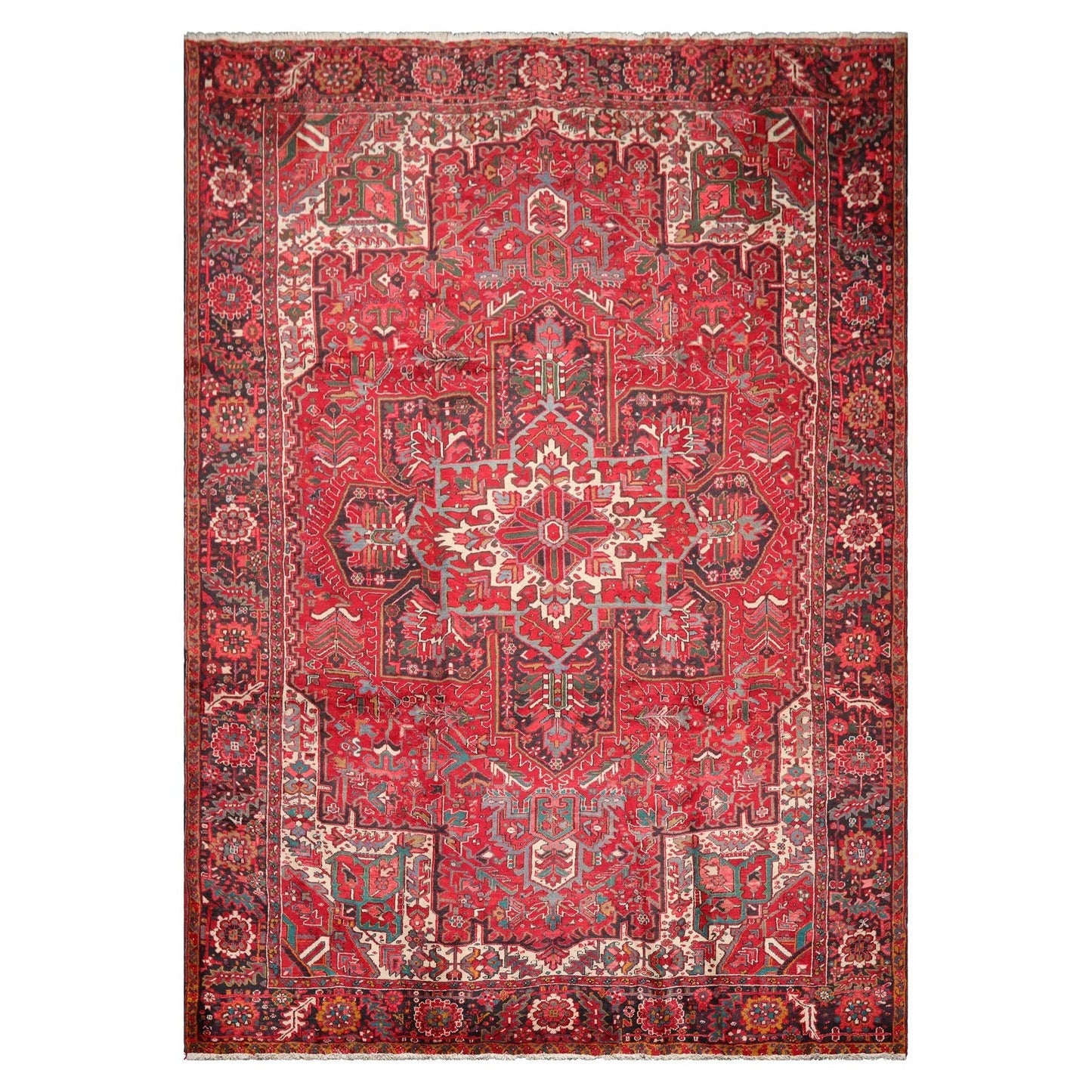 9'7'' x 13'5'' Antique Hand Knotted 100% Wool Herizz Oriental Area Rug Red-2
