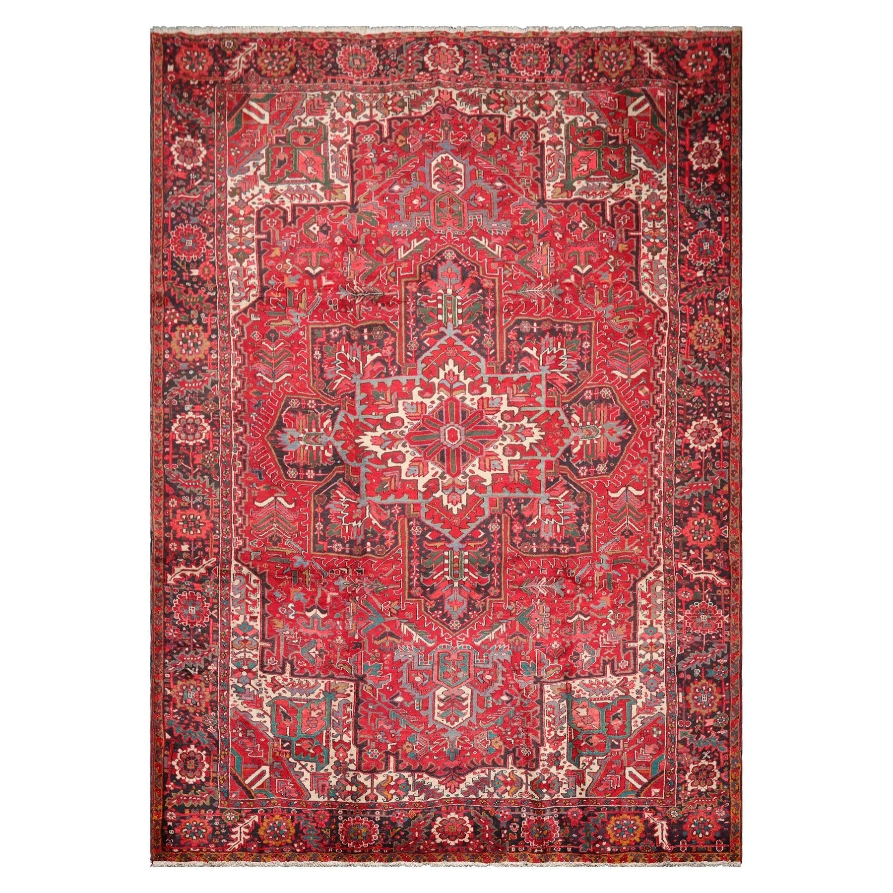 9'7'' x 13'5'' Antique Hand Knotted 100% Wool Herizz Oriental Area Rug Red-2