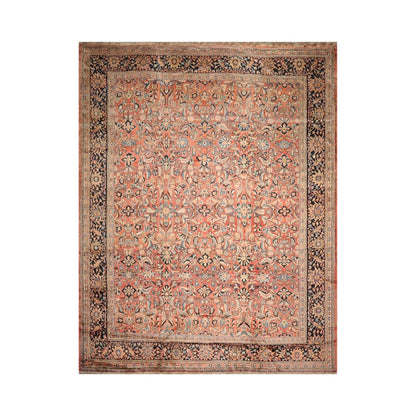 10x14 Salmon, Black Hand Knotted 100% Wool Mahal Traditional Oriental Area Rug-1