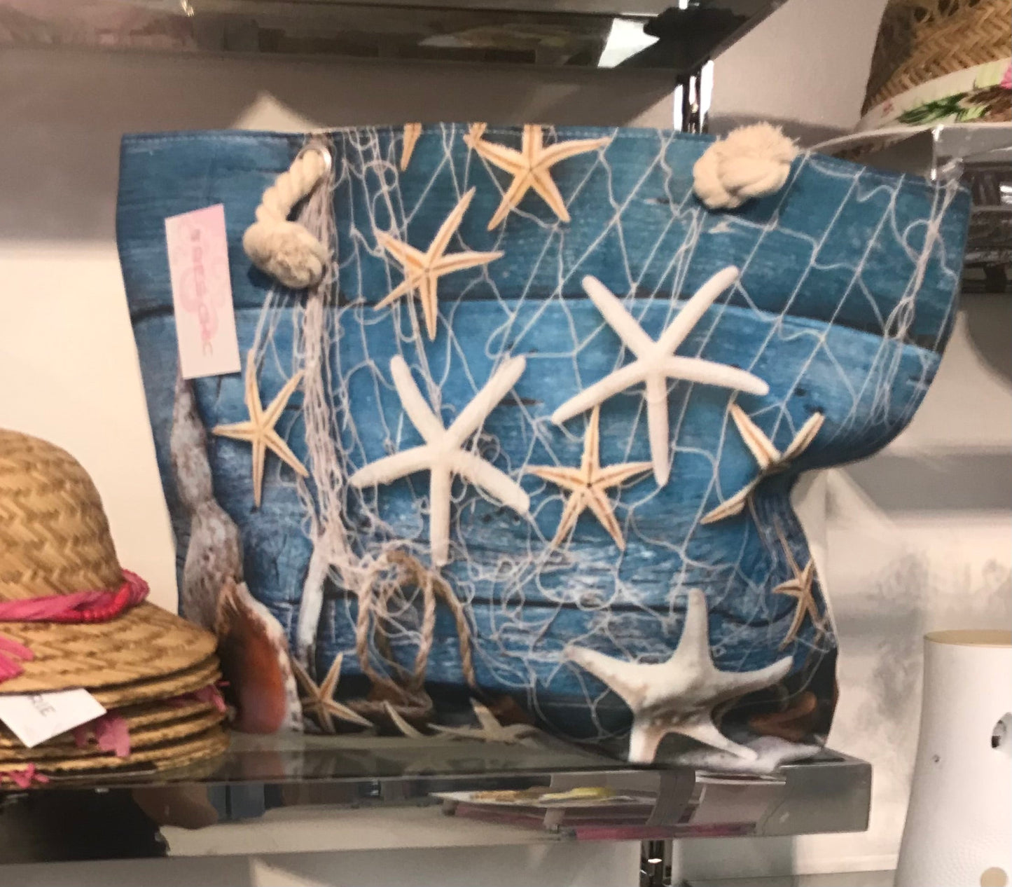 Starfish Blue Canvas Tote Bag