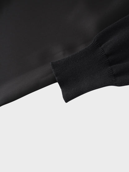 Knit Top Mock Neck Dress-Black