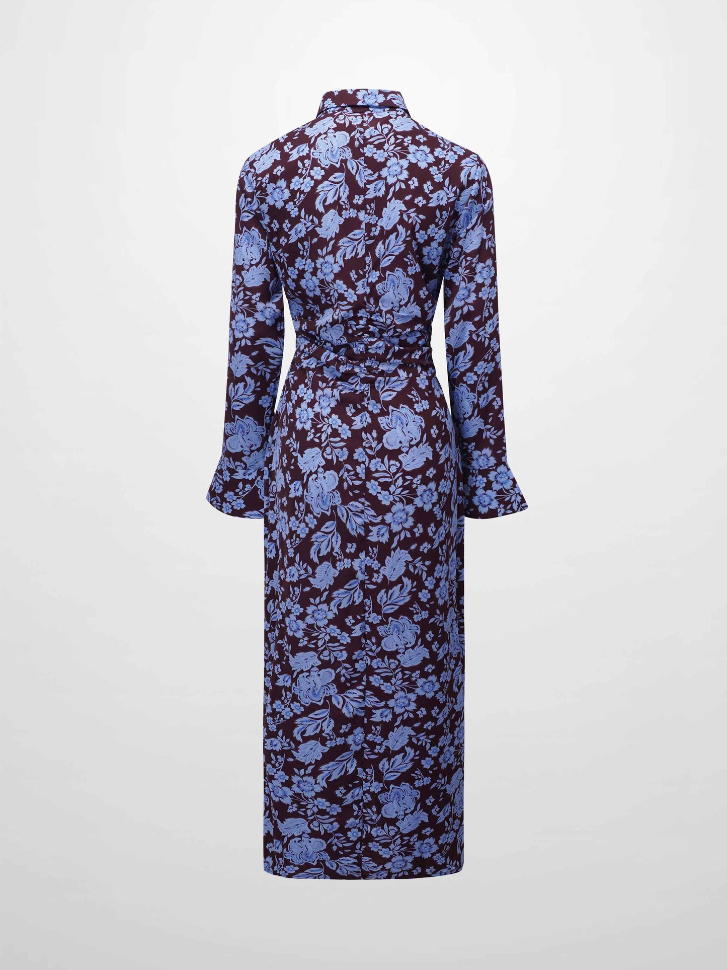 Front Shirred Shirtdress-Lilac Floral