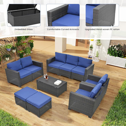 Outdoor Patio Furniture Set with Cushions and Storage