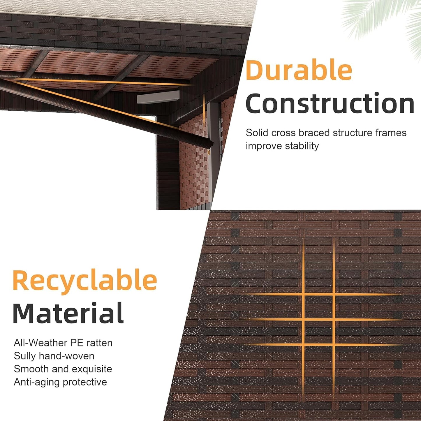 All Weather Wicker Patio Sectional Sofa Set with Table-1