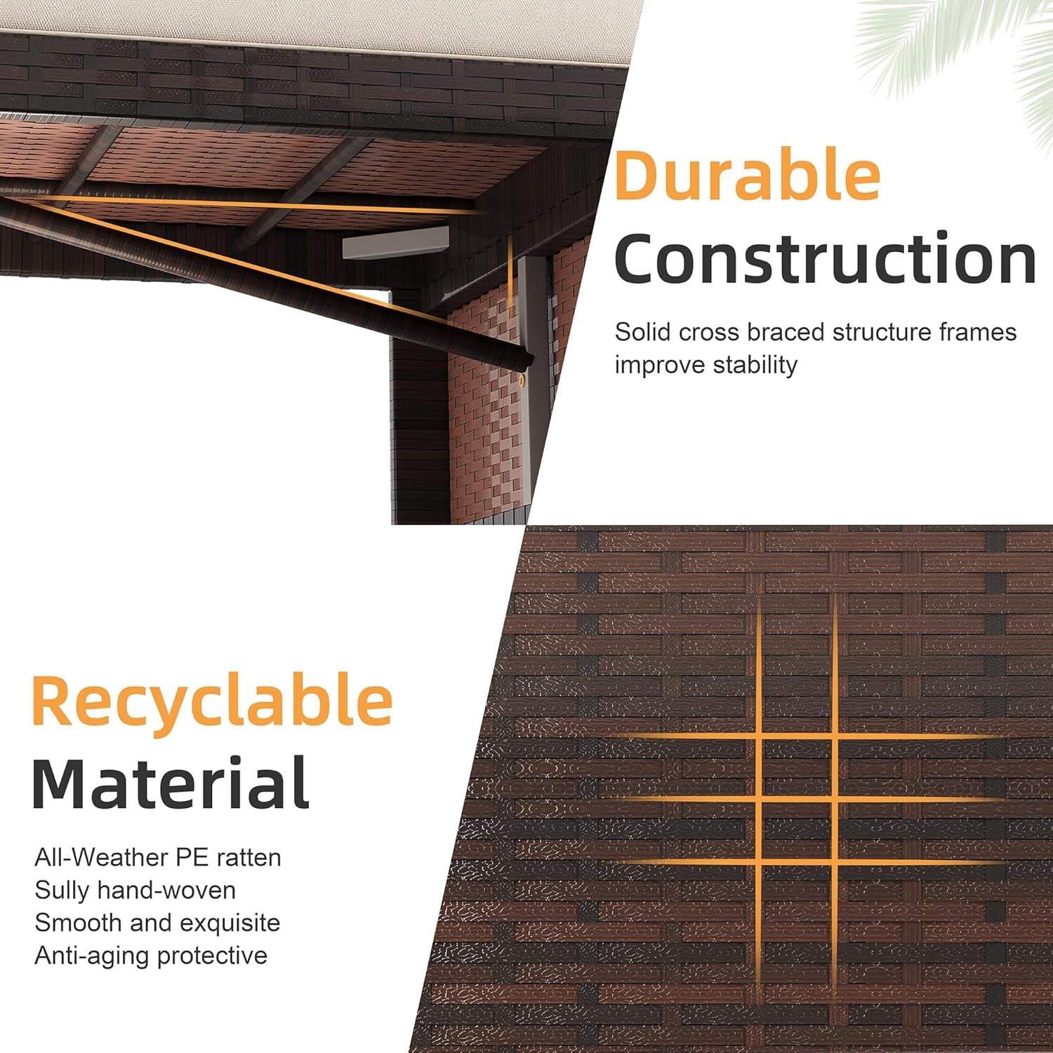 All Weather Wicker Patio Sectional Sofa Set with Table-1