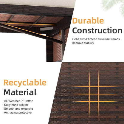 All Weather Wicker Patio Sectional Sofa Set with Table-1