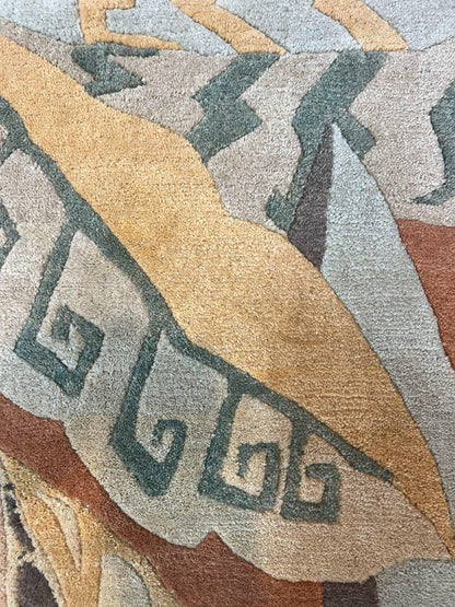 Modern Tibetan Rug 7x10, Soft Wool, Tufenkian Style Carpet, Tibet Nepali Rug, Open Field, Handmade Wool Rug-3