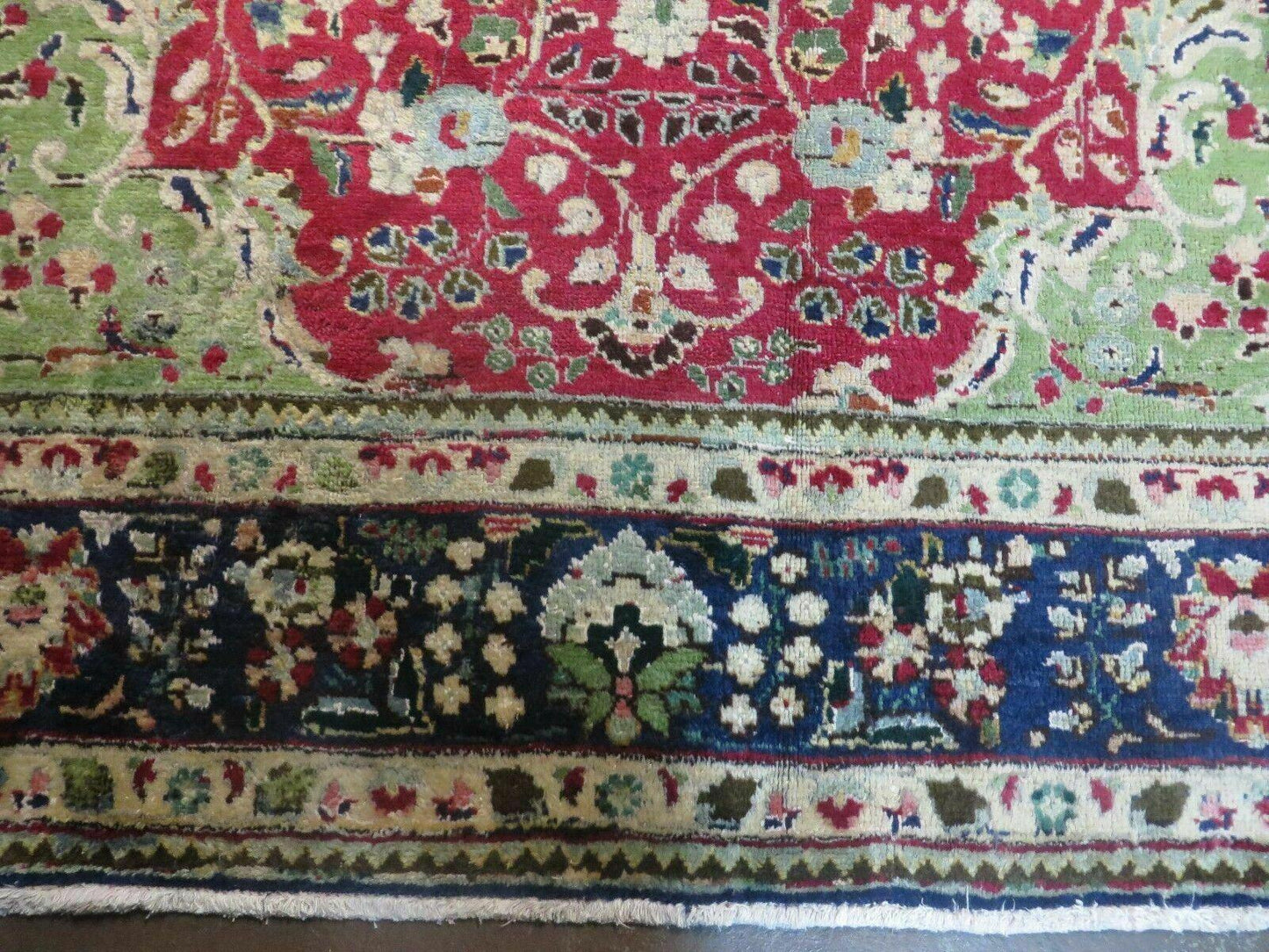 Persian Tabriz Rug 7x10, Red Blue and Green Rug, Allover Floral Medallion Rug, Hand Knotted Rug, Antique Rug 7 x 10 Vintage Wool Oriental Carpet