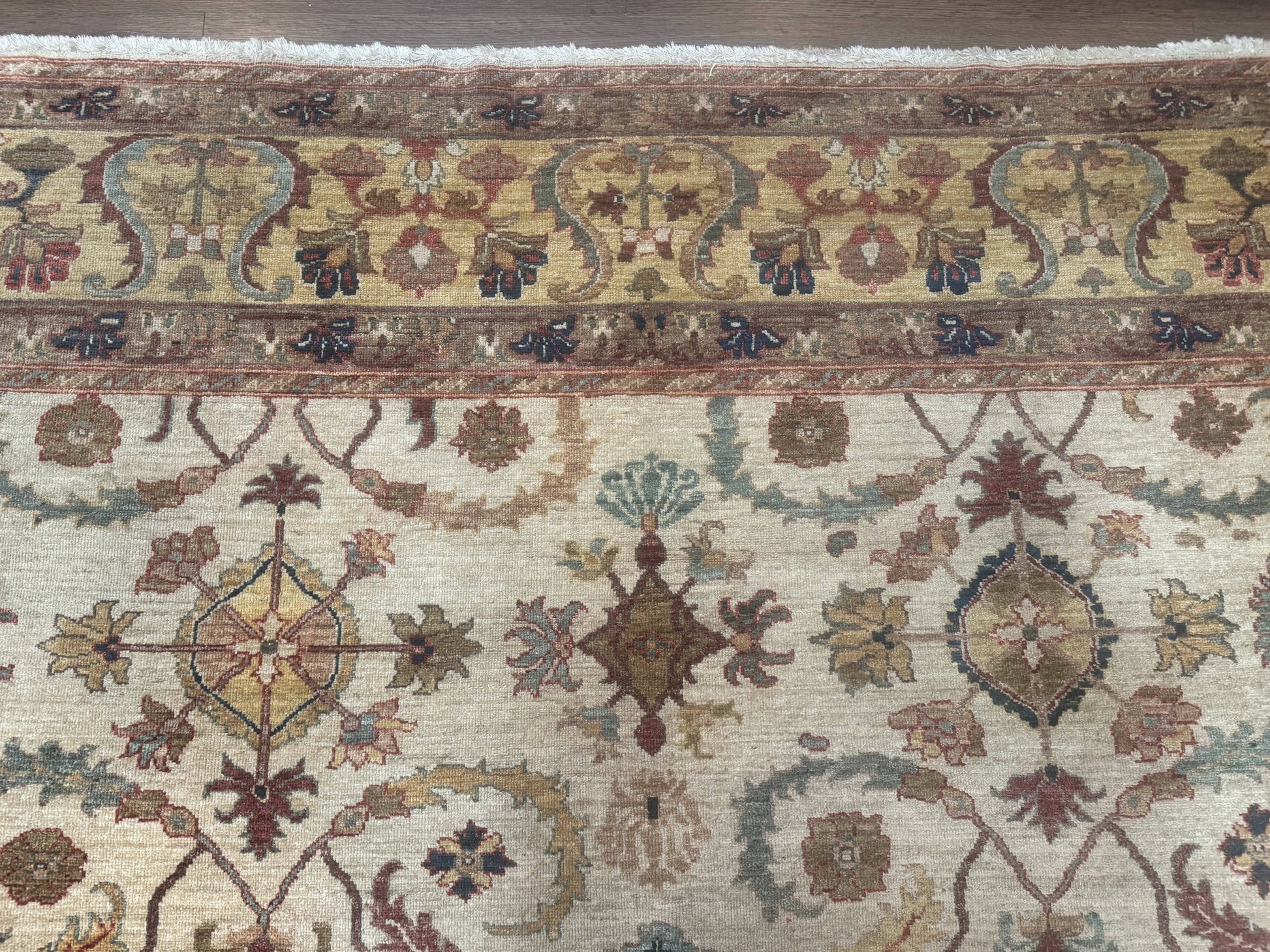 Egyptian Rug 9x12, Mahal Sultanabad Carpet, Handmade Wool Rug, Oatmeal Color-2