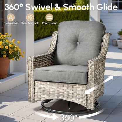 10 Piece Outdoor Patio Furniture Set with Fire Pit